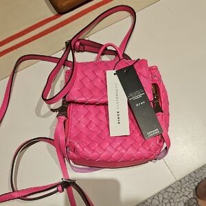 Aimee Kestenberg Fuchsia Woven Leather Crossbody Bag